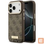 Citas preces Guess  Guess 4G Logo Plate MagSafe case for iPhone 17 Pro - brown 