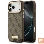 Citas preces Guess  Guess 4G Logo Plate MagSafe Case for iPhone 17 Pro Max - Brown 