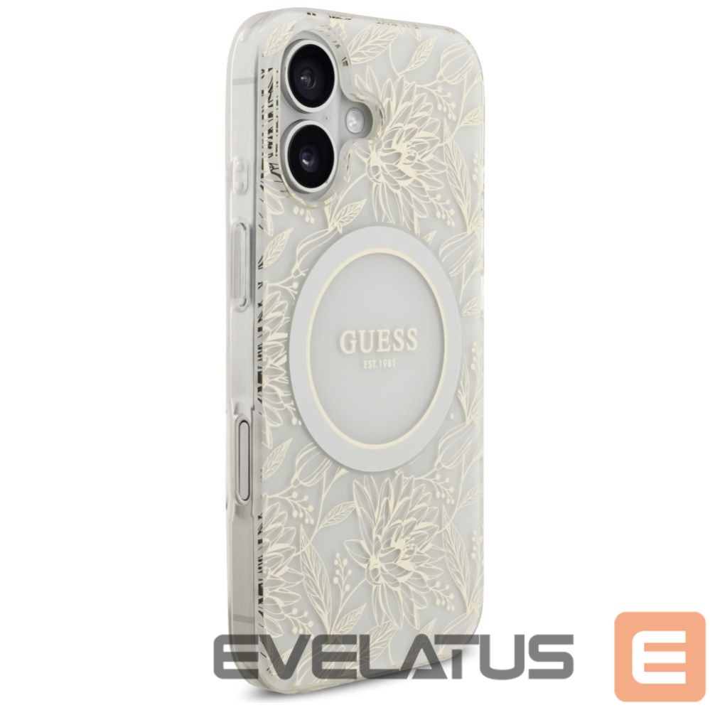 Citas preces Guess Guess IML Flowers Electro Pearl Strap MagSafe case for iPhone 17 - white