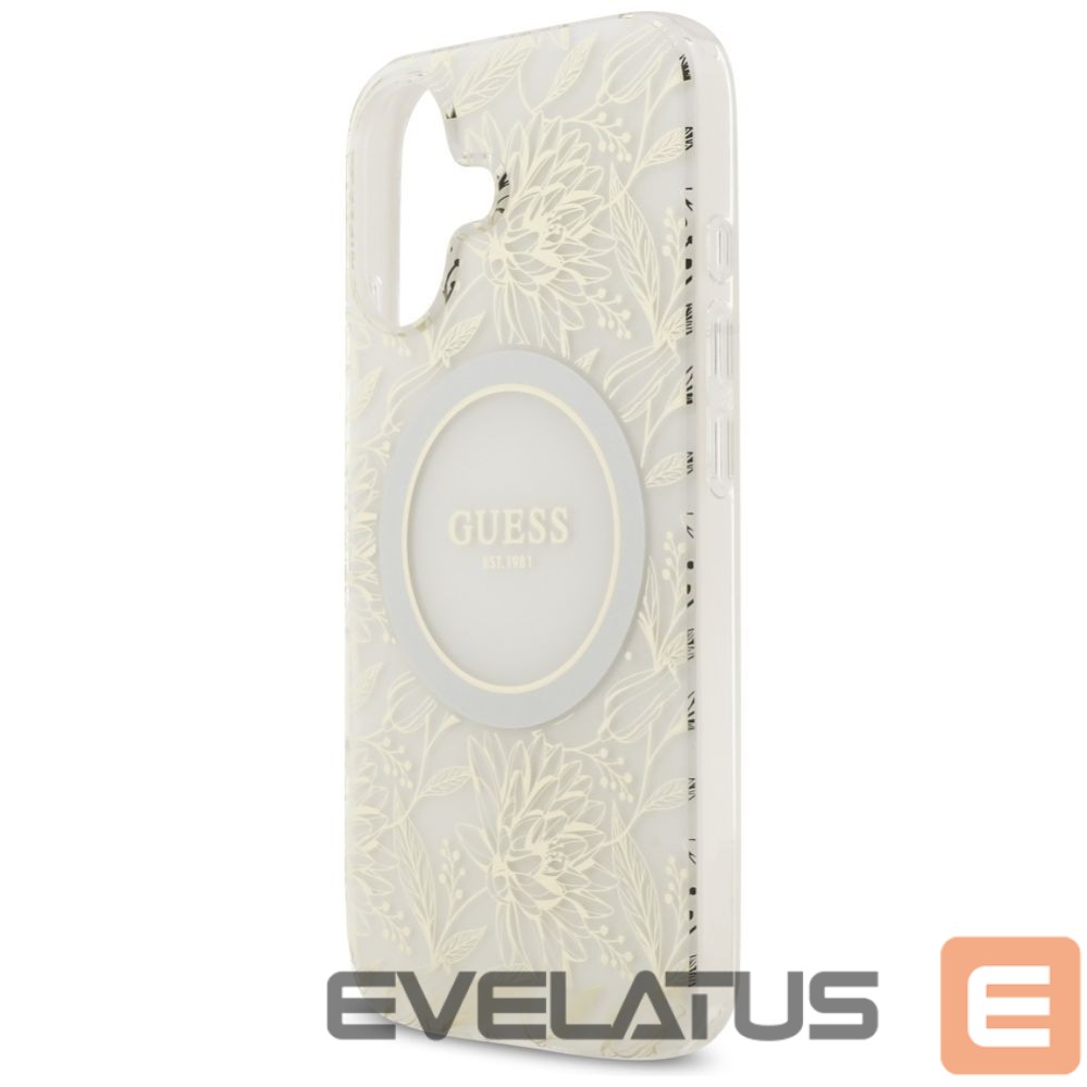 Citas preces Guess Guess IML Flowers Electro Pearl Strap MagSafe case for iPhone 17 - white
