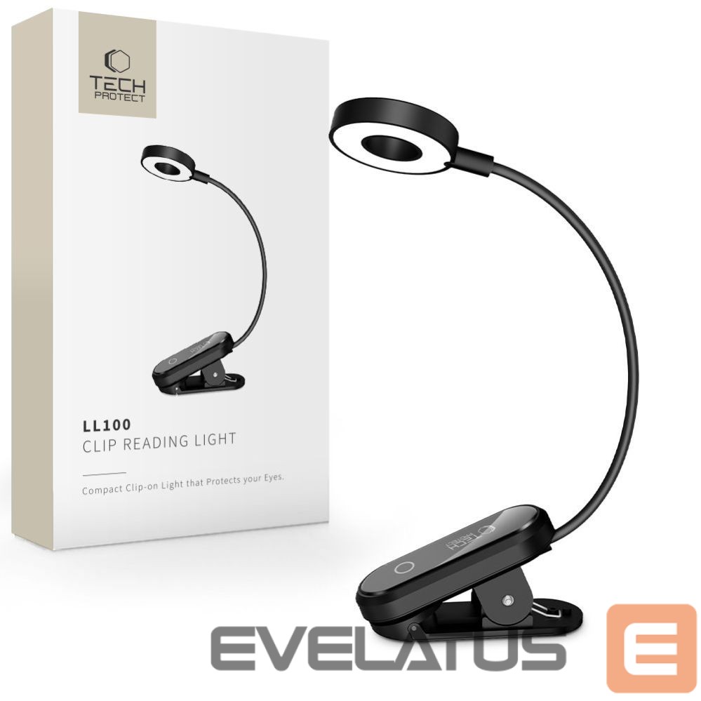 Citas preces Tech-Protect Tech-Protect LL100 Wireless Lamp with Clip + USB-A / USB-C Cable 30 cm - Black