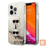 Citas preces Karl Lagerfeld  Karl Lagerfeld Liquid Glitter Karl&Choupette Head Case for iPhone 13 Pro Max 6.7" - Gold 