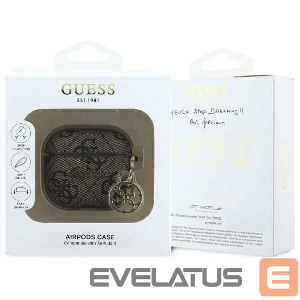 Citas preces Guess Guess GUA4G4GSMW AirPods 4 cover brown 4G Charm Collection