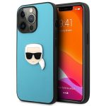 Aizmugurējais vāciņš Karl Lagerfeld  Karl Lagerfeld KLHCP13XPKMB iPhone 13 Pro Max 6,7" niebieski/blue hardcase Leather Ikonik Karl`s Head Metal 