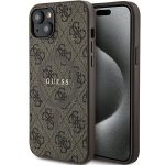 Aizmugurējais vāciņš Guess  Guess 4G Collection Leather Metal Logo MagSafe Case for iPhone 15 Plus / 14 Plus - Brown 