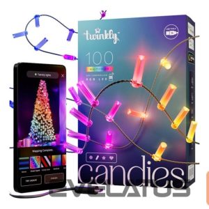 Apgaismojums twinkly  Candies 100 Candle-shaped RGB LEDs, Clear Wire, USB-C 