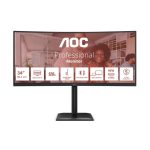 Monitors AOC  CU34E4CV | 34 " | VA | 21:9 | 120 Hz | 4 ms | 3440 x 1440 pixels | HDMI ports quantity 2 | Black 