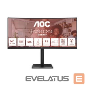 Monitors AOC  CU34E4CV | 34 " | VA | 21:9 | 120 Hz | 4 ms | 3440 x 1440 pixels | HDMI ports quantity 2 | Black 