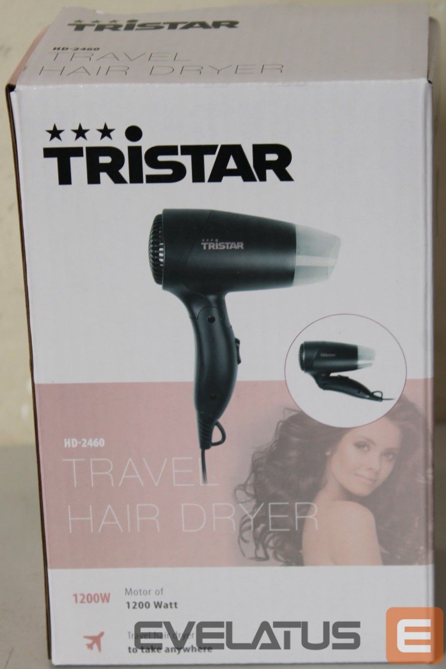 Veselības aizsardzība Tristar SALE OUT. HD-2460 | Travel Hair Dryer | HD-2460 | 1200 W | Number of temperature settings 2 | Black | DAMAGED PACKAGING | Warranty 24 month(s)