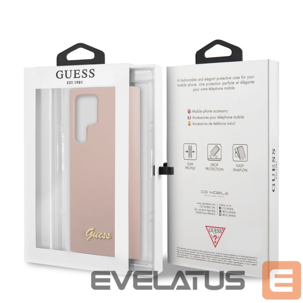 Aizmugurējais vāciņš Guess Samsung Samsung S22 Ultra Silicone Metal Logo Case Pink