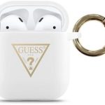 Maciņš austiņām Guess Apple AirPods Triangle Silicone Case White