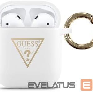 Maciņš austiņām Guess Apple AirPods Triangle Silicone Case White