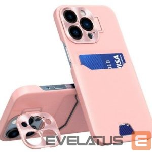 Aizmugurējais vāciņš iLike Apple iPhone 14 Pro Leather Stand Case Card Wallet Cover with Stand Pink