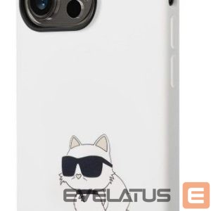 Aizmugurējais vāciņš Karl Lagerfeld Apple iPhone 14 Pro Liquid Silicone Choupette NFT Case White