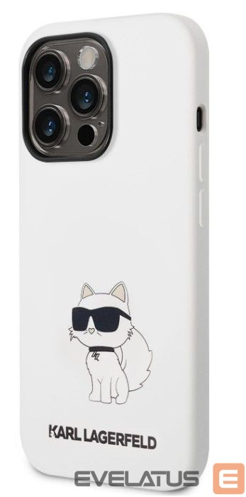 Aizmugurējais vāciņš Karl Lagerfeld Apple iPhone 14 Pro Liquid Silicone Choupette NFT Case White