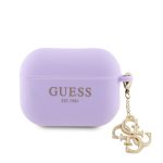 Maciņš austiņām Guess Apple Airpods Pro 2 Case Silicone Classic Logo Gold With 4G Charm Purple