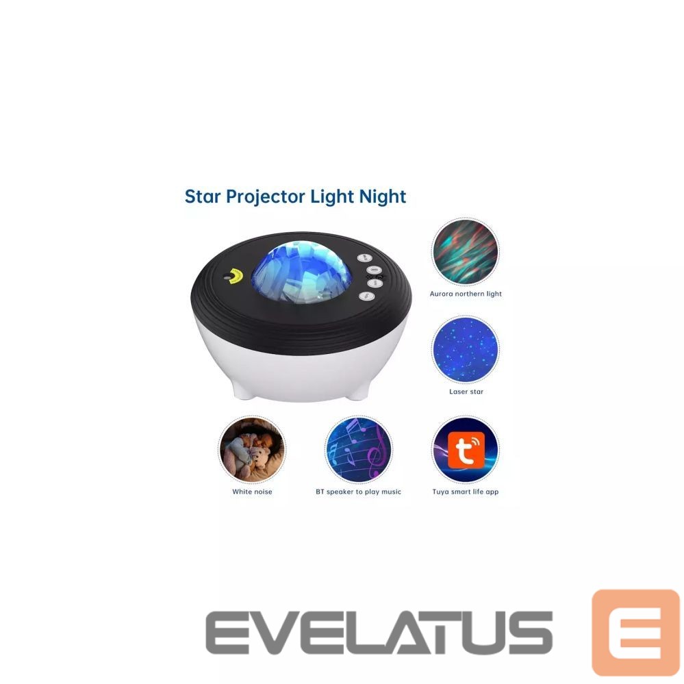 LED Prožektors Elight J1 Aurora projector with atmosphere sounds & Bluetooth speaker Smart Wi-Fi Bluetooth App control White