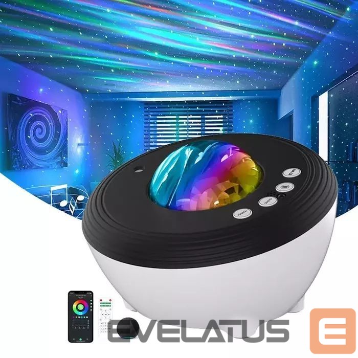 LED Prožektors Elight J1 Aurora projector with atmosphere sounds & Bluetooth speaker Smart Wi-Fi Bluetooth App control White