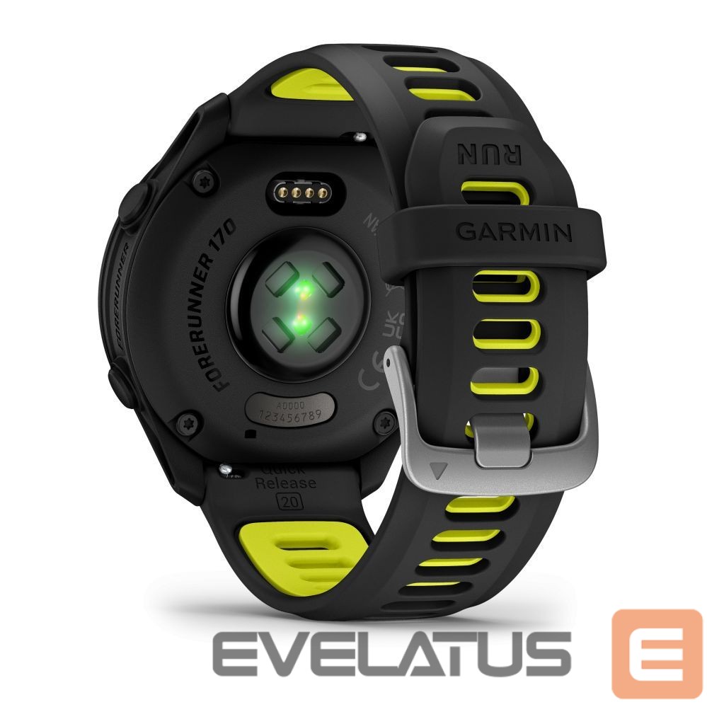 Viedpulksteni Garmin Forerunner 170 Music, Black with Black/Amp Yellow Band