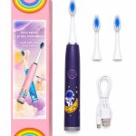 Zobu birste iLike  Kids Rechargeable Sonic Electric Toothbrush, USB Charging, 3 Brush Heads (1+2 Replacement Heads), Soft Bristles, Waterproof, Space Astronaut Design Purple
