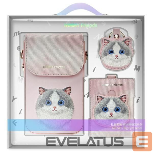 Citas preces Nimmy Nimmy Big Eyed Pet 2.0 Cat 3-in-1 Phone Bag + Wallet + Tracker Case - Pink