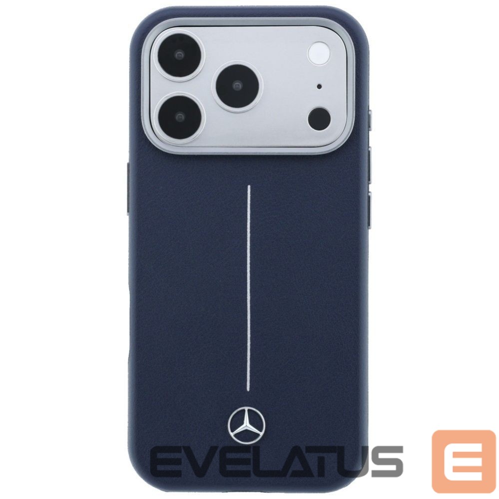 Citas preces Mercedes-Benz Mercedes Leather Semi Wrap Iconic Line MagSafe Case for iPhone 17 Pro - Navy Blue