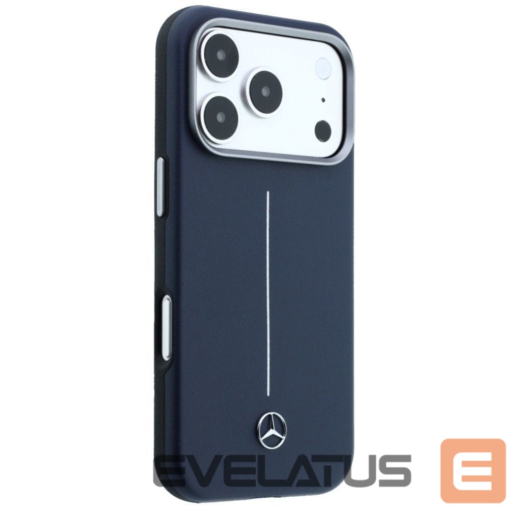 Citas preces Mercedes-Benz Mercedes Leather Semi Wrap Iconic Line MagSafe Case for iPhone 17 Pro - Navy Blue