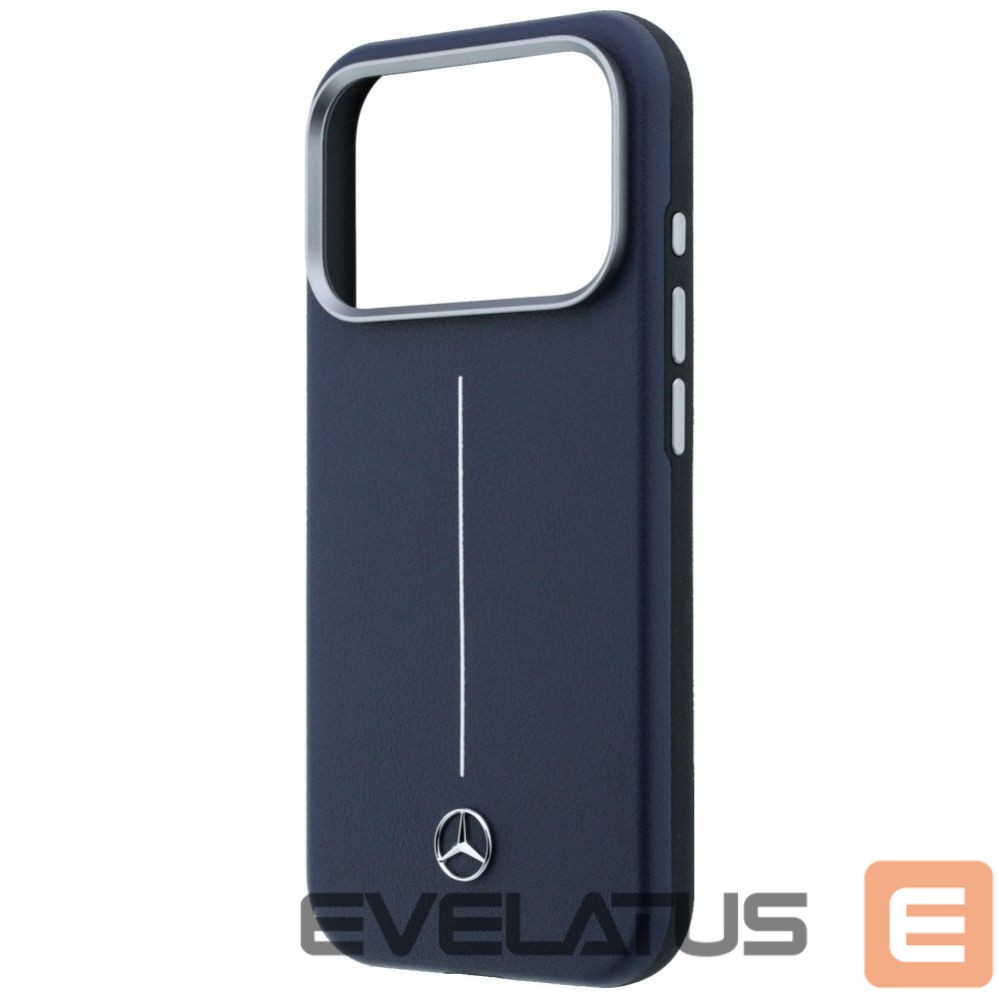 Citas preces Mercedes-Benz Mercedes Leather Semi Wrap Iconic Line MagSafe Case for iPhone 17 Pro - Navy Blue