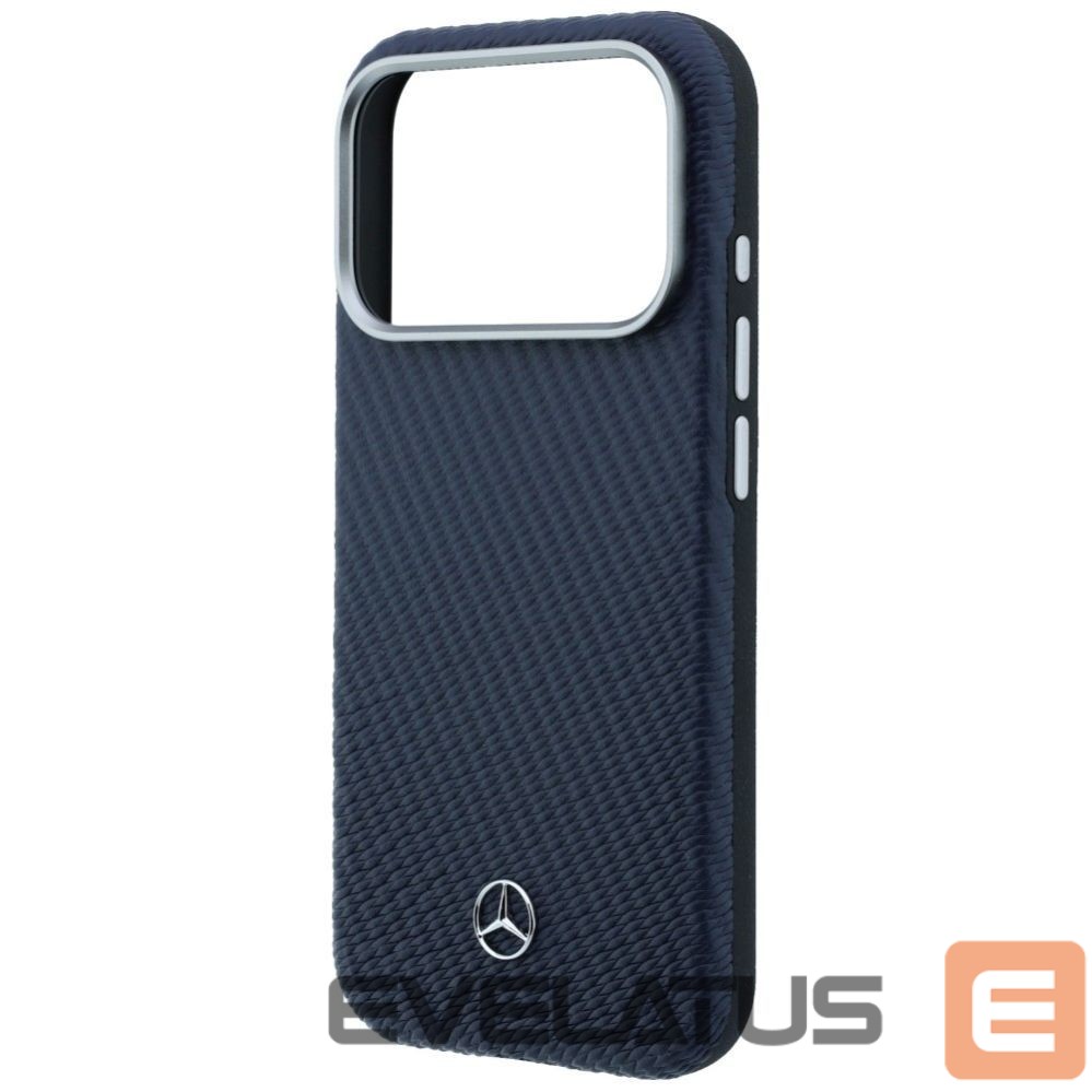 Citas preces Mercedes-Benz Mercedes Leather Semi Wrap Wood Effect MagSafe Case for iPhone 17 Pro - Navy Blue