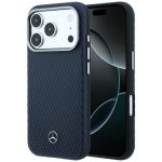 Citas preces Mercedes-Benz  Mercedes Leather Semi Wrap Wood Effect MagSafe Case for iPhone 17 Pro Max - Navy Blue 