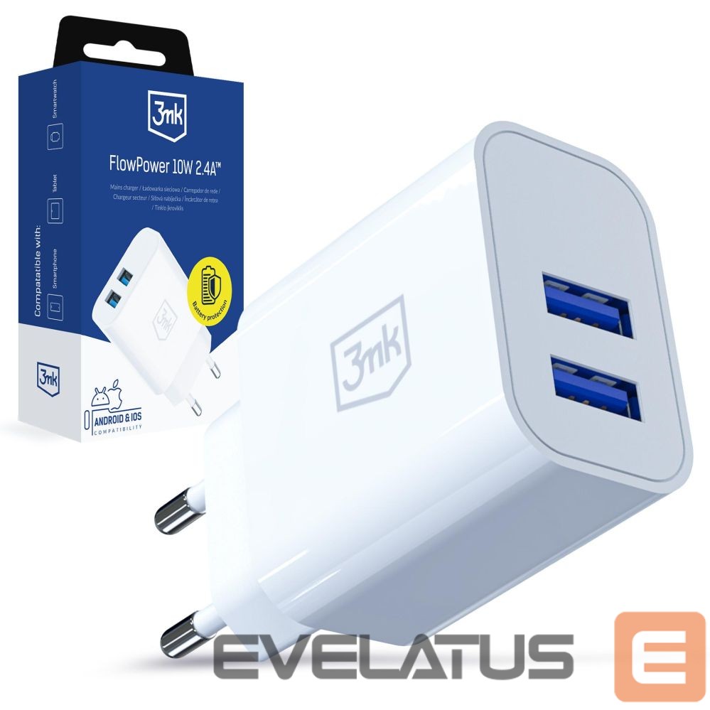 Citas preces 3MK 3mk FlowPower 10W 2.4A 2A Wall Charger - White