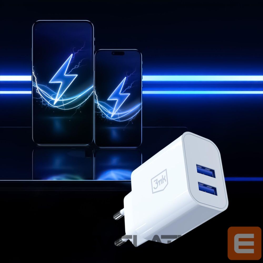 Citas preces 3MK 3mk FlowPower 10W 2.4A 2A Wall Charger - White