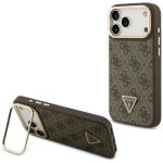 Citas preces Guess  Guess 4G PU Triangle Logo & Stand Camera Magsafe Case for iPhone 17 Pro Max - Brown 