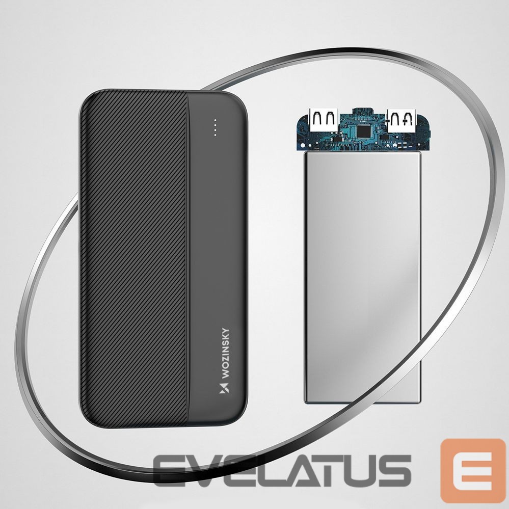 Ārējais akumulators Wozinsky Wozinsky powerbank Li-Po 10000mAh 2 x USB black (WPBBK1)