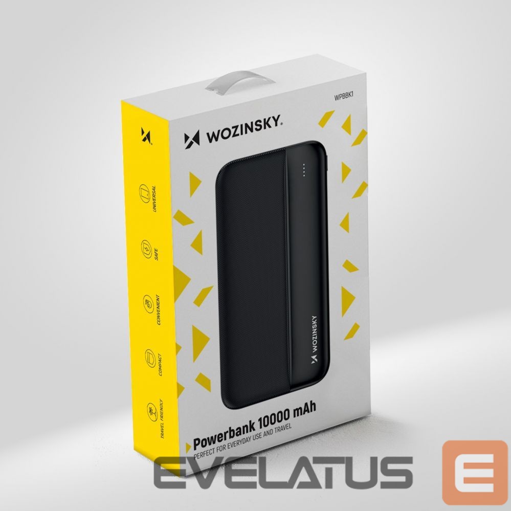Ārējais akumulators Wozinsky Wozinsky powerbank Li-Po 10000mAh 2 x USB black (WPBBK1)