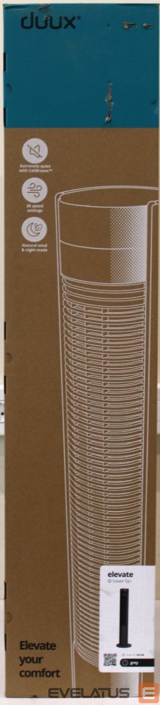 Ventilators Duux SALE OUT. | Fan | Elevate | Tower Fan | 40 W | Diameter 29 cm | Number of speeds 12 | Oscillation | Gray | DAMAGED PACKAGING