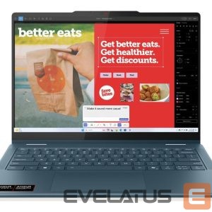 Portatīvais dators Lenovo  Yoga 7 2-in-1 14AKP10 14 WUXGA Touch AMD AI R7 350/16GB/512GB/AMD Radeon 860M Graphics/WIN11 Home/Nordic Backlit kbd/Tidal Teal/2Y Wa |  Yoga (w/o 65W Power adapter) 7 2-in-1 14AKP10 | Tidal Teal | 14 " | OLED | Touchscreen | WUXGA | 1920 x 1200 pixels | 60 Hz | Glossy | AMD Ryzen AI 7 | 350 | 16 GB | LPDDR5 | Solid-state drive capacity 512 GB | AMD Radeon Graphics | Windows Home 11 | 802.11be | Bluetooth version 5.4 | Keyboard language Nordic | Keyboard backlit | Warranty 24 month(s) | Battery warranty 12 month(s) 