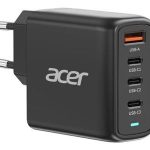 Kontrolieris Acer  67W PD GaN Charger, 2 x USB C and 1 x USB A, EU Plug, 100W USB C cable, Black (Retail Pack) 