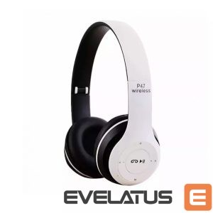 Bezvadu austiņas iWear  BITS Noise Cancell Foldable Bluetooth 5.0 Wireless Headset FM Radio / MP3 Mico SD and Phone White