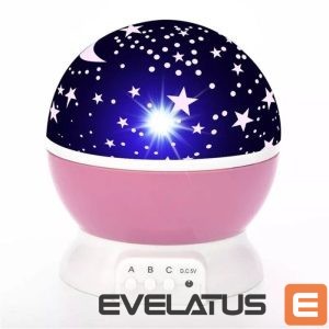 LED spuldze Elight  L1 2in1 Star Sky projector and Night lamp with 4x AAA / USB Cable 220V Power Pink