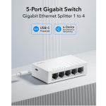 Rūteris Cudy  GS105U NetSwitch 5-Port Gigabit Switch USB-C Power IGMP QoS Loop Prevention Black 