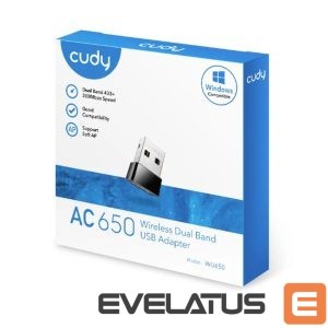 Rūteris Cudy  WU650 AirNano AC650 Dual Band WiFi USB Adapter Nano Size USB 2.0 Plug and Play Black 