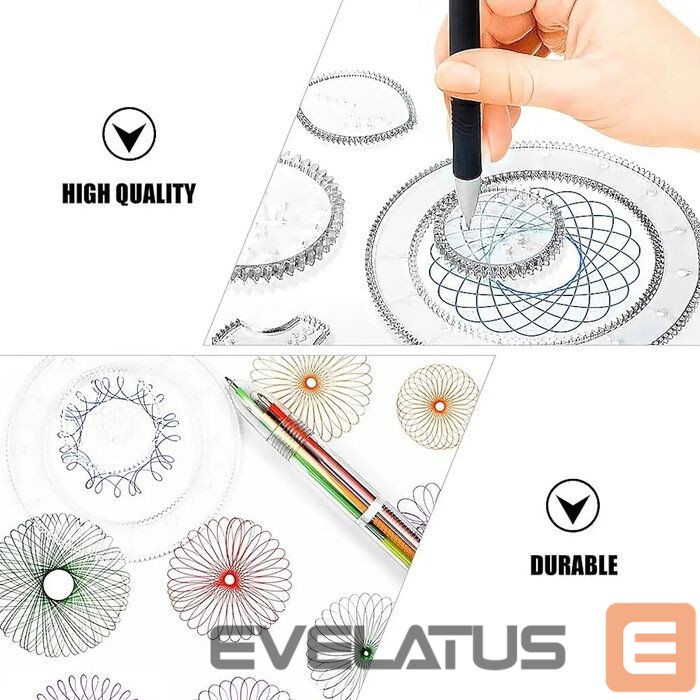 Cita prece iLike 28pcs Spiral Drawing Ruler Set Includes Gears Pens A4 Paper Tutorial ABS Plastic