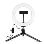 Selfie nūja Elight  ST6-5 16cm 10W LED Light Ring with Phone holder + 0.5m Metal Tripod stand + BT remote Black
