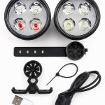 Piederums velosipēdiem iLike  USB Rechargeable 4-LED Bike Light Set – Front & Rear Bicycle Lights with 120dB Horn 