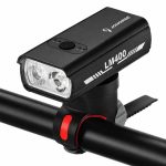 Piederums velosipēdiem iLike  JOHORSE USB Rechargeable Bike Front Light, 400LM LED Bicycle Headlight, Dual Beam, Aluminum Housing, Battery Indicator, Waterproof Cycling Light 