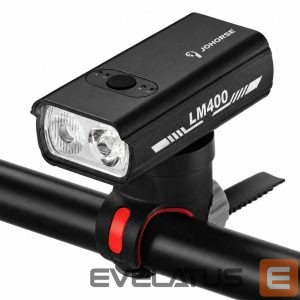 Piederums velosipēdiem iLike  JOHORSE USB Rechargeable Bike Front Light, 400LM LED Bicycle Headlight, Dual Beam, Aluminum Housing, Battery Indicator, Waterproof Cycling Light 