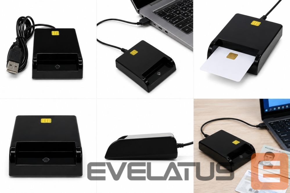 Parveidotājs iLike USB Smart Card Reader, Contact IC Card Reader for Digital Signature, eID, Banking & Government Cards Black