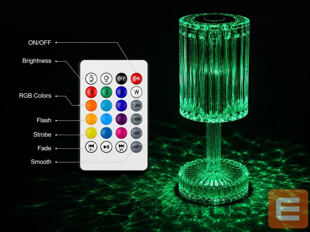 Galda lampa iLike Crystal Touch RGB LED Table Lamp with Bluetooth Speaker, Ambient Night Light & Remote Control