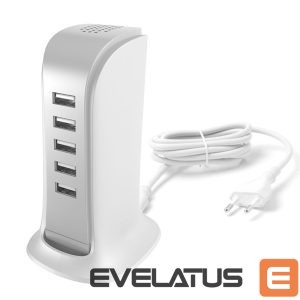 Adapteris Dudao  5x USB charger with built-in EU power cable white (A5EU) 